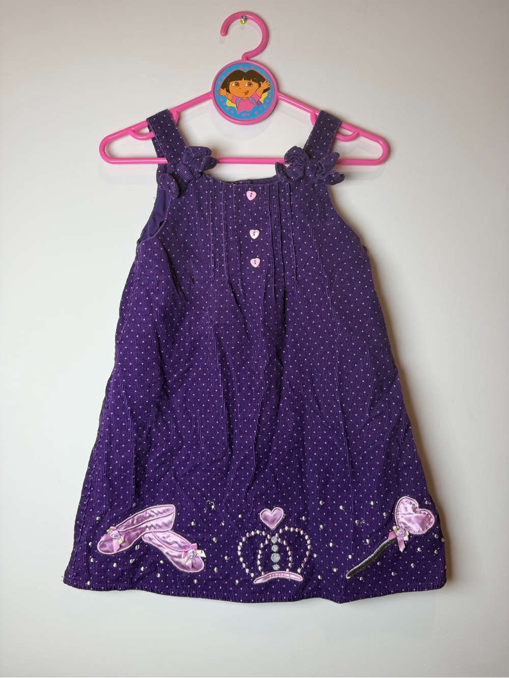 Youngland Corduroy Purple Polka Dot Princess Dress Girls Size 4